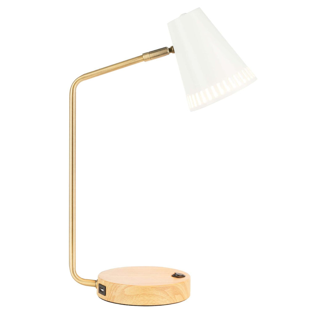 Veda Task Table Lamp | Safavieh - TBL7018 - Gold/White