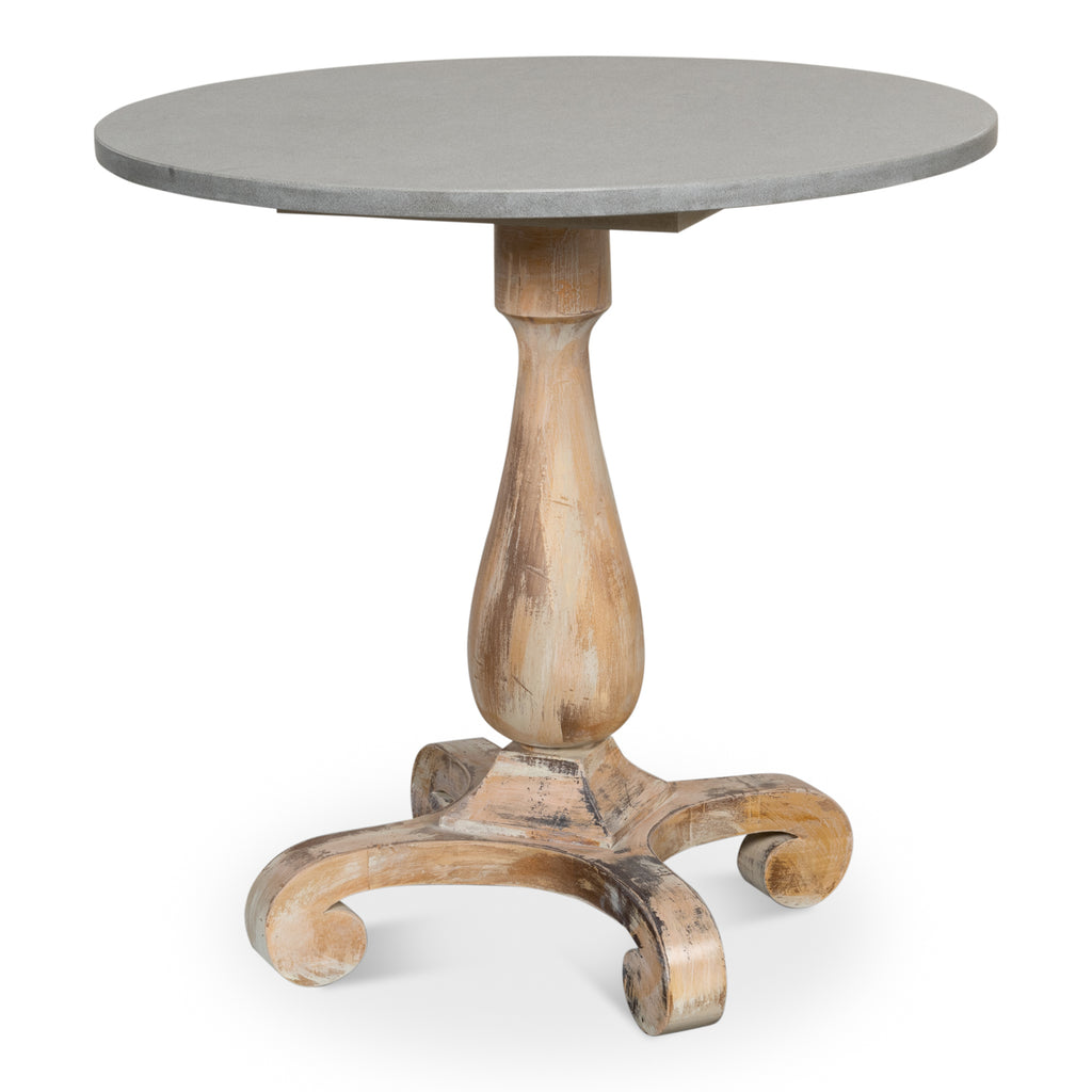 Bistro Table Ant. Oak Grey Stone Top | Sarreid Ltd - U090-AS