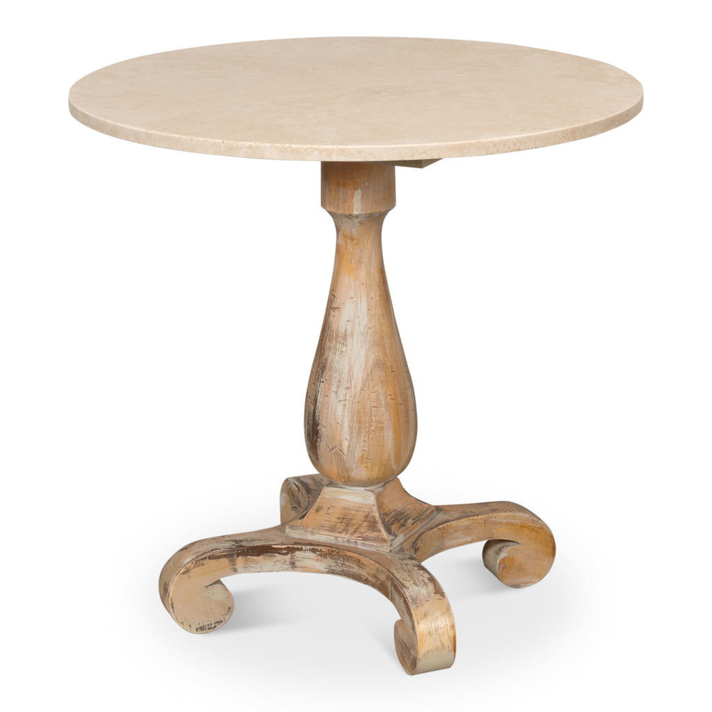 Bistro Table Ant. Oak Shiny Trav.Top | Sarreid Ltd - U091-AS