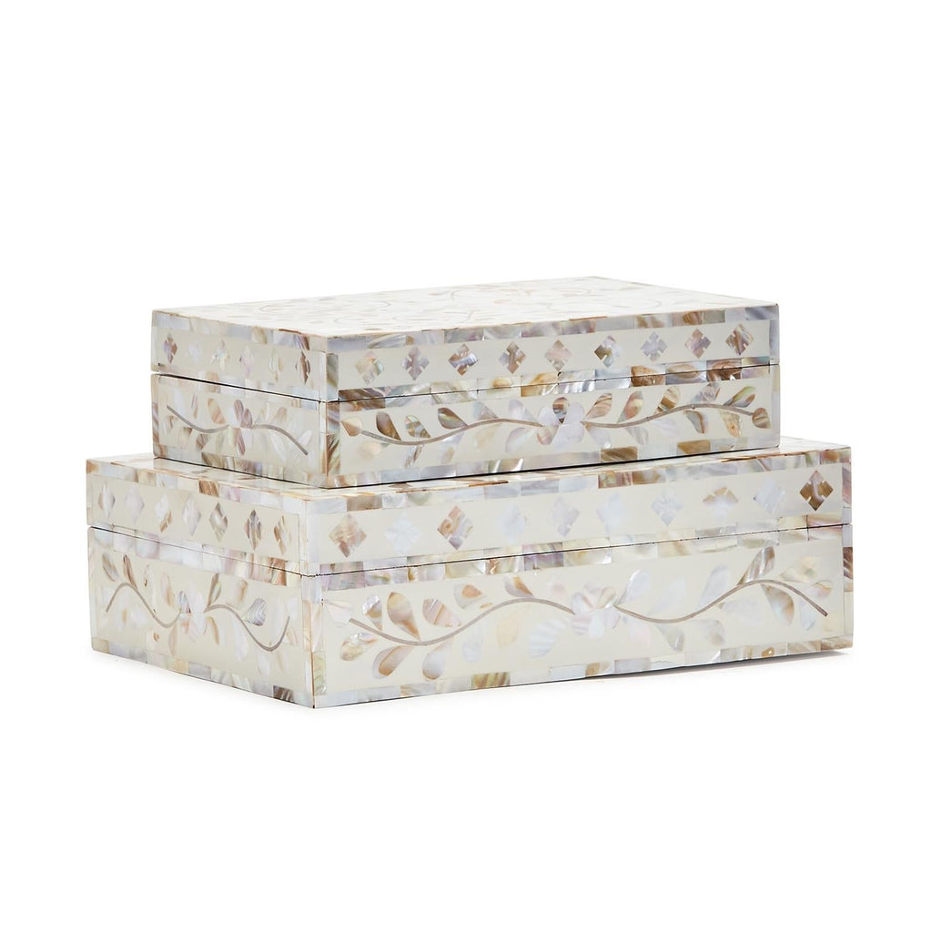 Wisteria Set of 2 MOP Hinged Cover Box