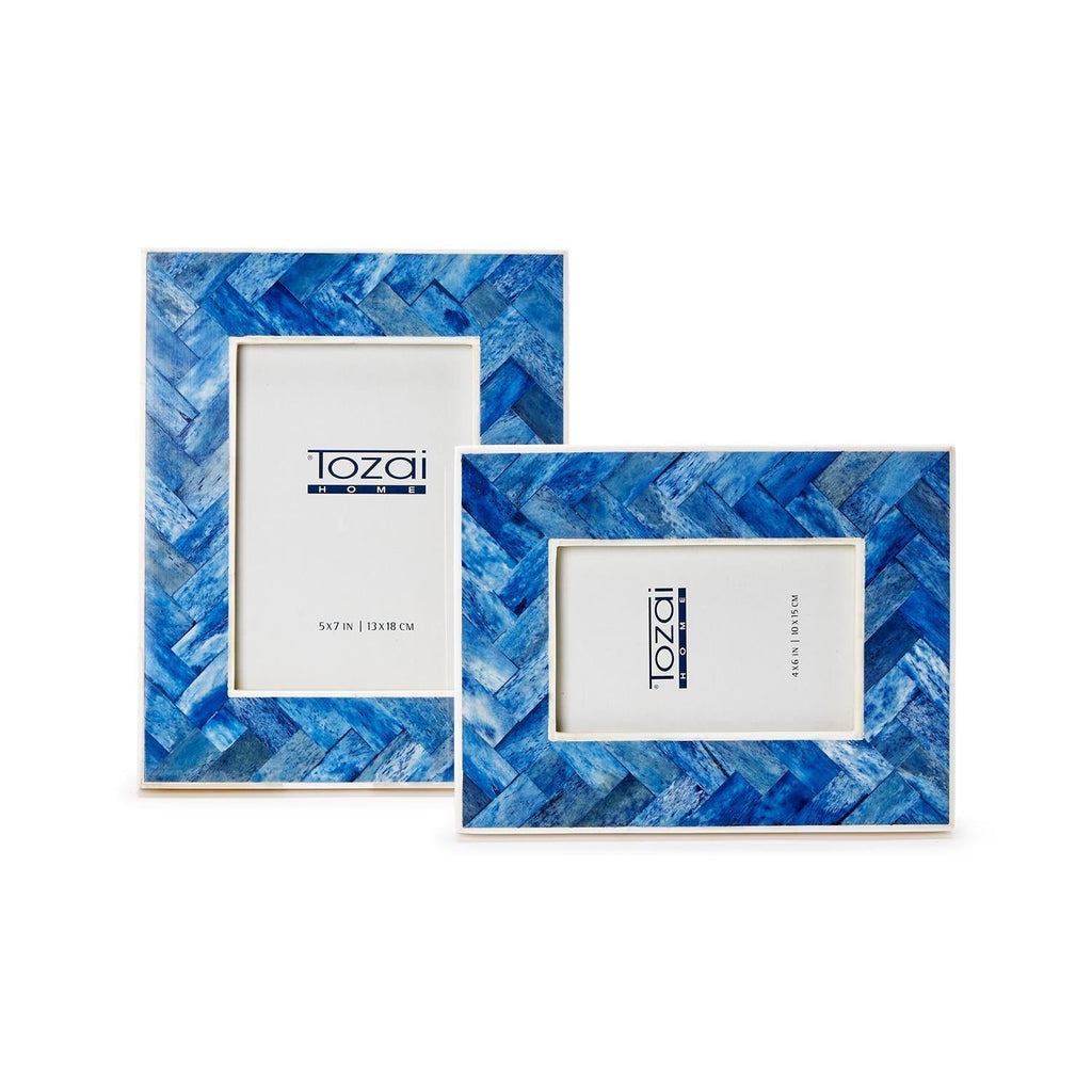 Blue Chevron S/2 Photo Frame