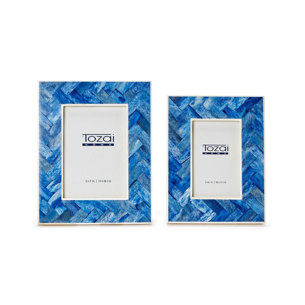 Blue Chevron S/2 Photo Frame