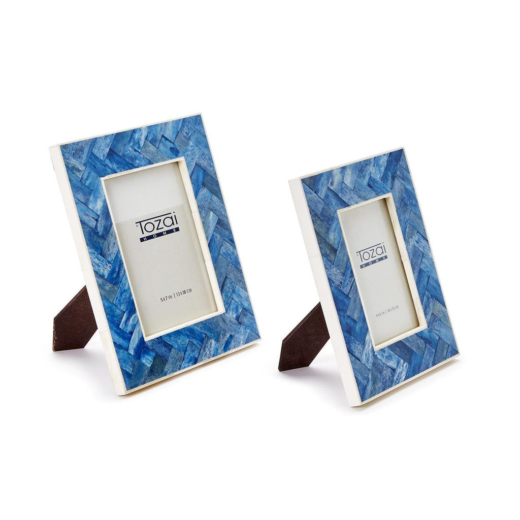 Blue Chevron S/2 Photo Frame