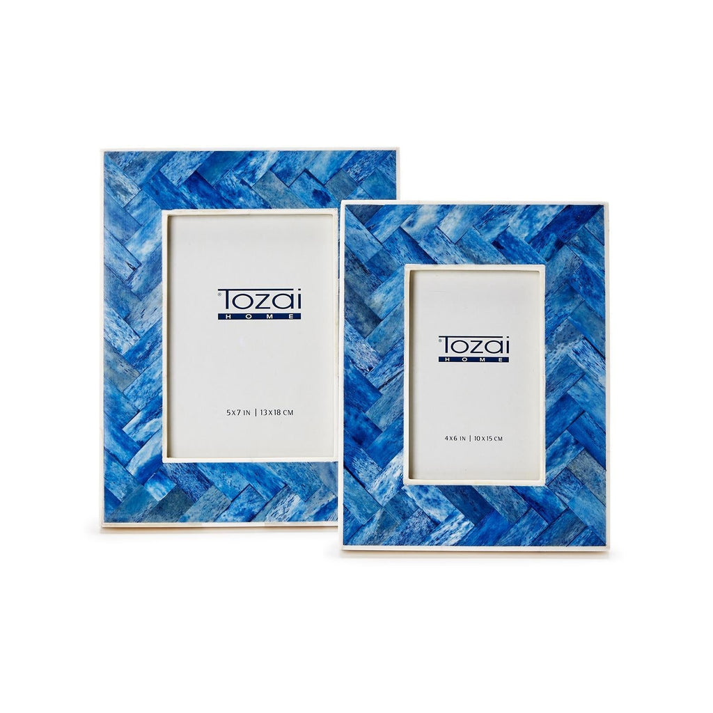 Blue Chevron S/2 Photo Frame