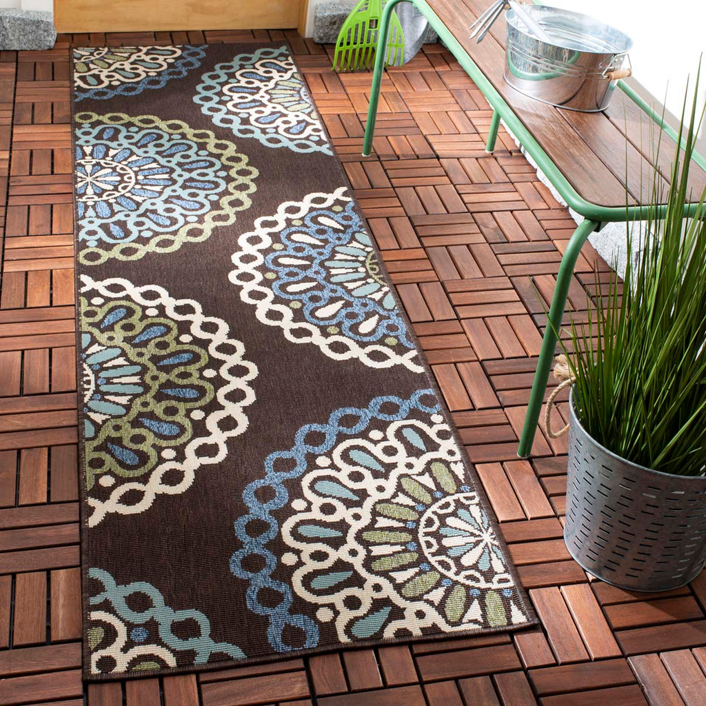 Safavieh Veranda Rug Collection: VER092-0625 - Chocolate / Blue