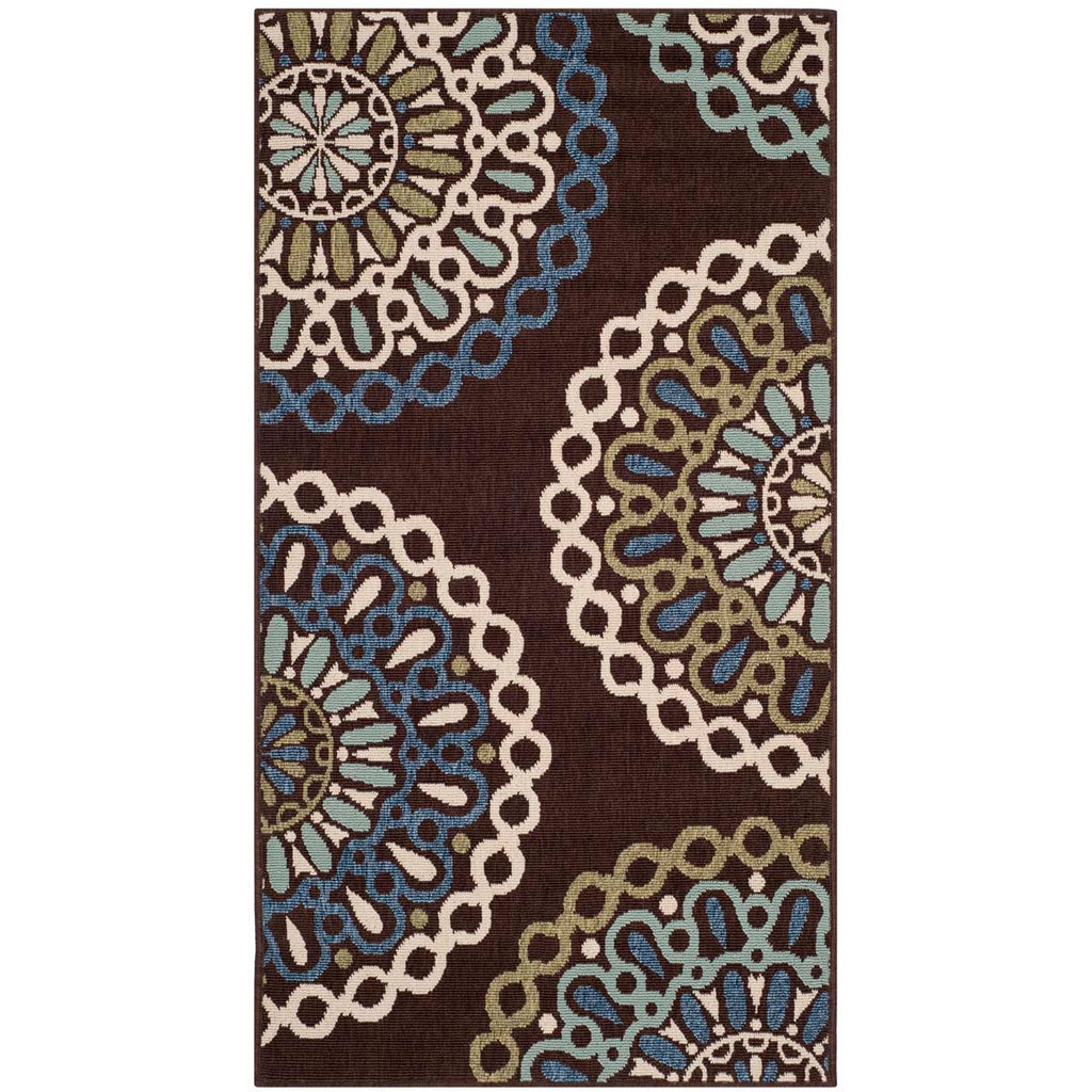 Safavieh Veranda Rug Collection: VER092-0625 - Chocolate / Blue