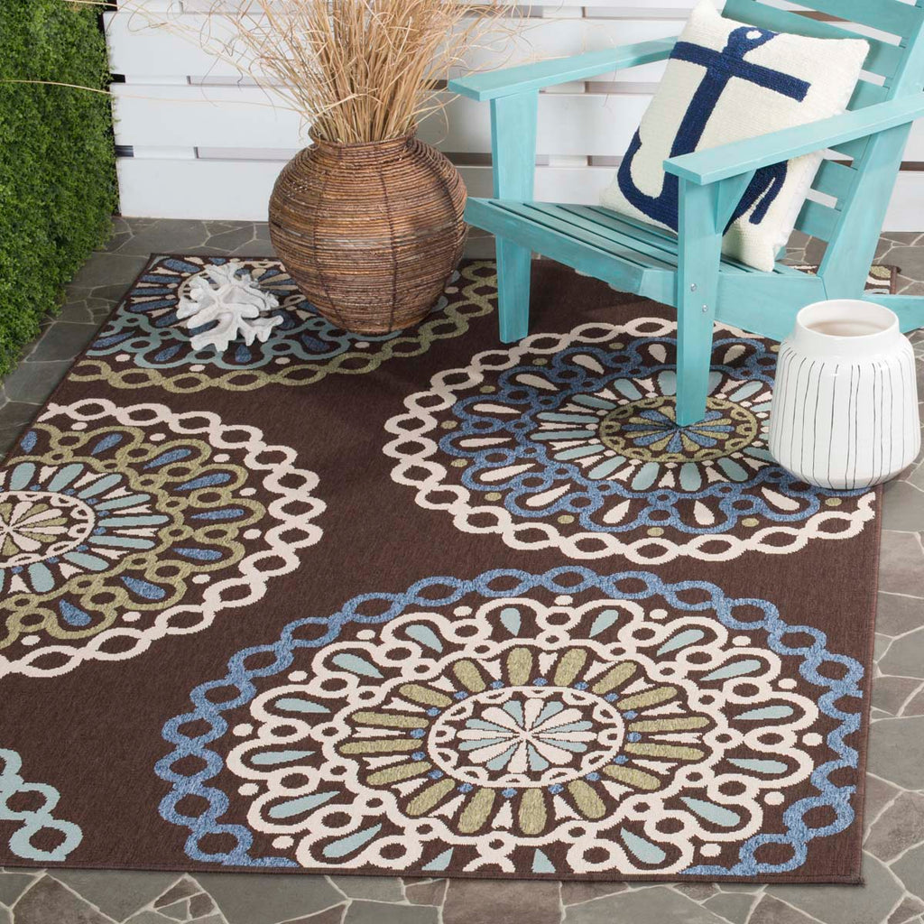 Safavieh Veranda Rug Collection: VER092-0625 - Chocolate / Blue