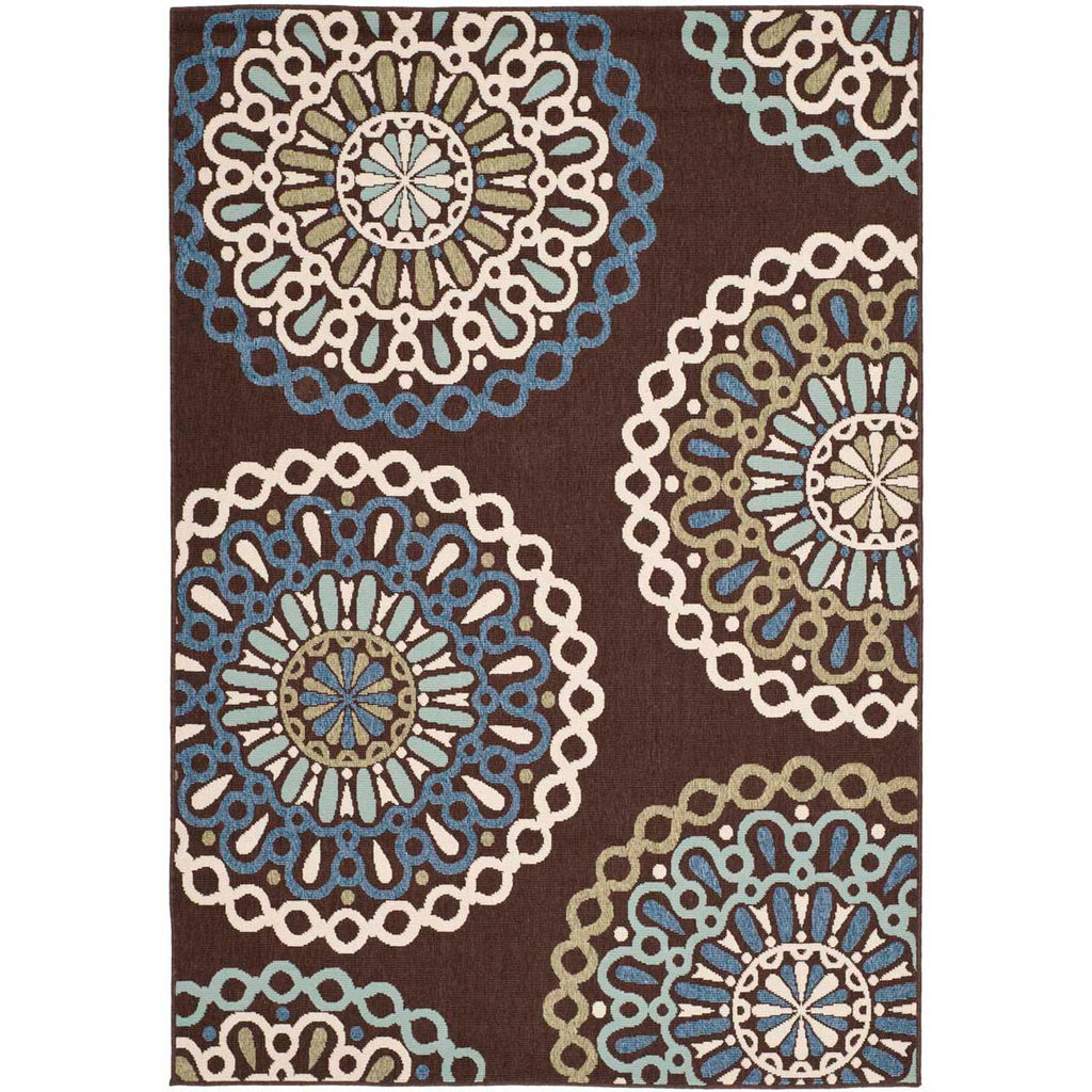 Safavieh Veranda Rug Collection: VER092-0625 - Chocolate / Blue