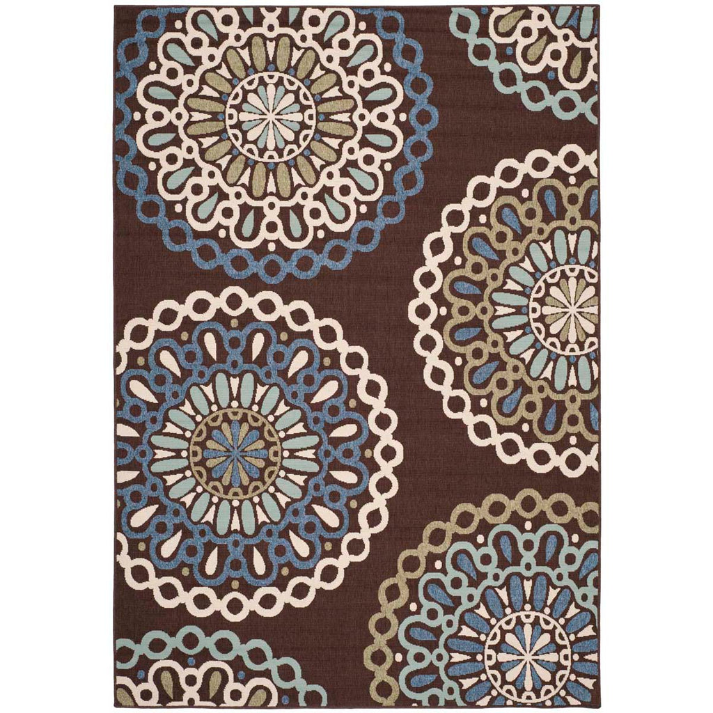 Safavieh Veranda Rug Collection: VER092-0625 - Chocolate / Blue