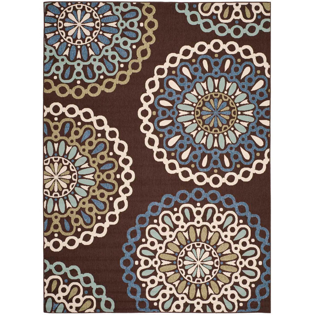 Safavieh Veranda Rug Collection: VER092-0625 - Chocolate / Blue