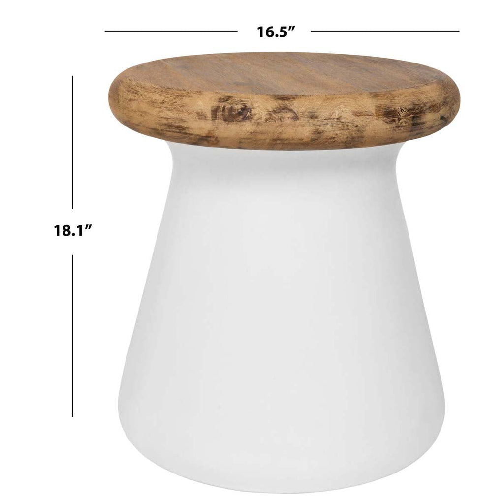 Safavieh Button Indoor/Outdoor Modern Concrete Round 18.1-Inch H Accent Table - Ivory