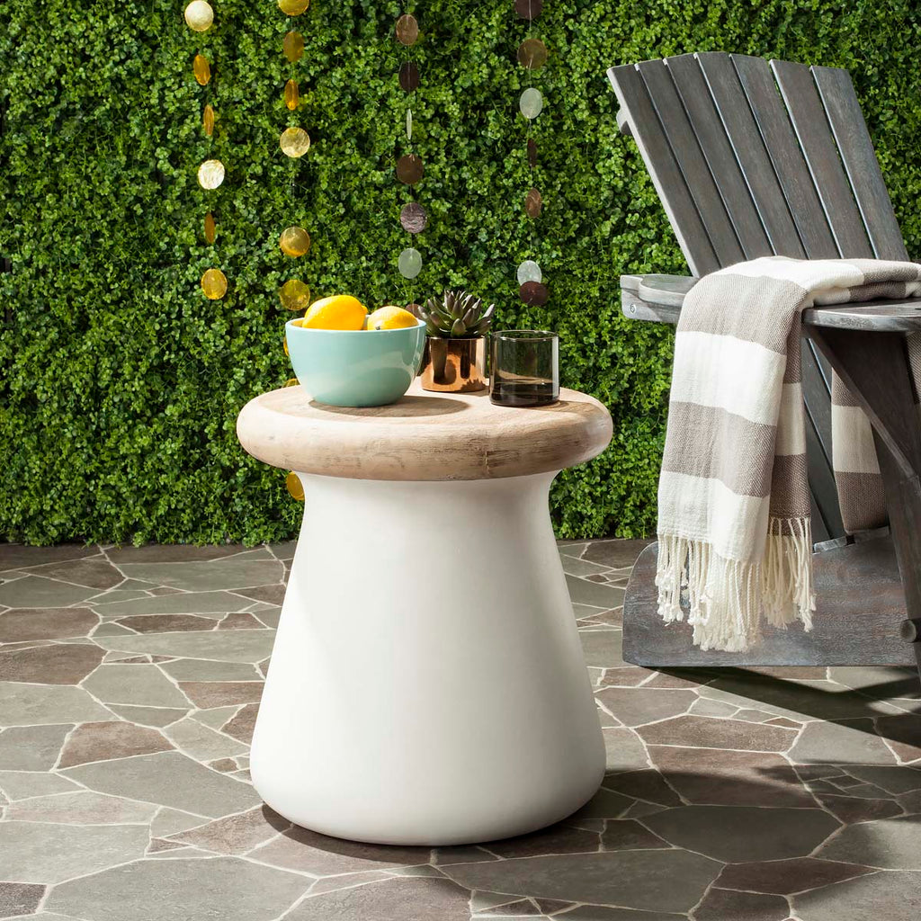 Safavieh Button Indoor/Outdoor Modern Concrete Round 18.1-Inch H Accent Table - Ivory