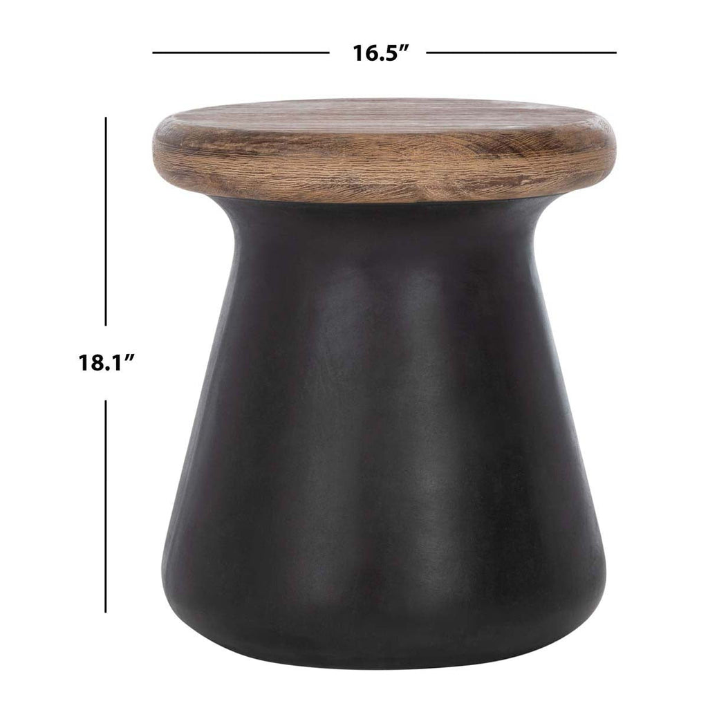 Safavieh Button Indoor/Outdoor Modern Concrete Round 18.1-Inch H Accent Table - Black