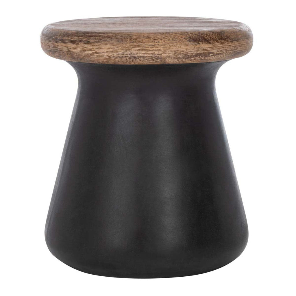 Safavieh Button Indoor/Outdoor Modern Concrete Round 18.1-Inch H Accent Table - Black