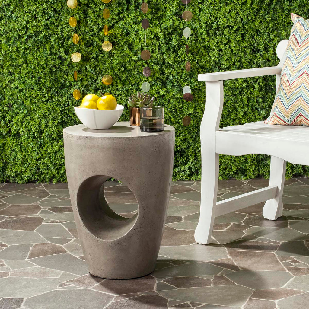 Safavieh Aishi Indoor/Outdoor Modern Concrete Round 17.7-Inch H Accent Table - Dark Grey