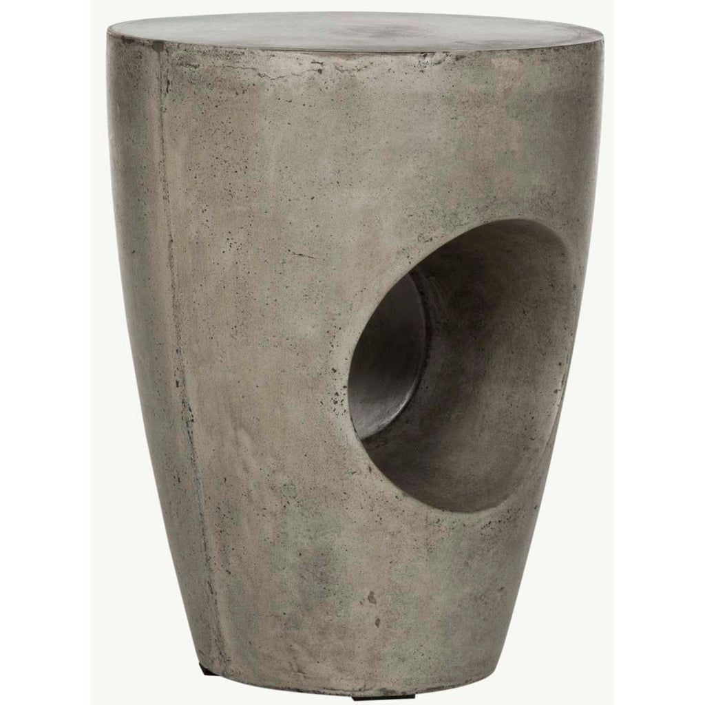 Safavieh Aishi Indoor/Outdoor Modern Concrete Round 17.7-Inch H Accent Table - Dark Grey