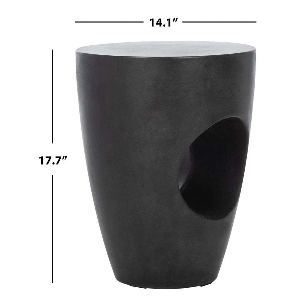 Safavieh Aishi Indoor/Outdoor Modern Concrete Round 17.7-Inch H Accent Table - Black
