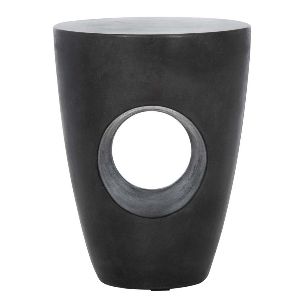 Safavieh Aishi Indoor/Outdoor Modern Concrete Round 17.7-Inch H Accent Table - Black