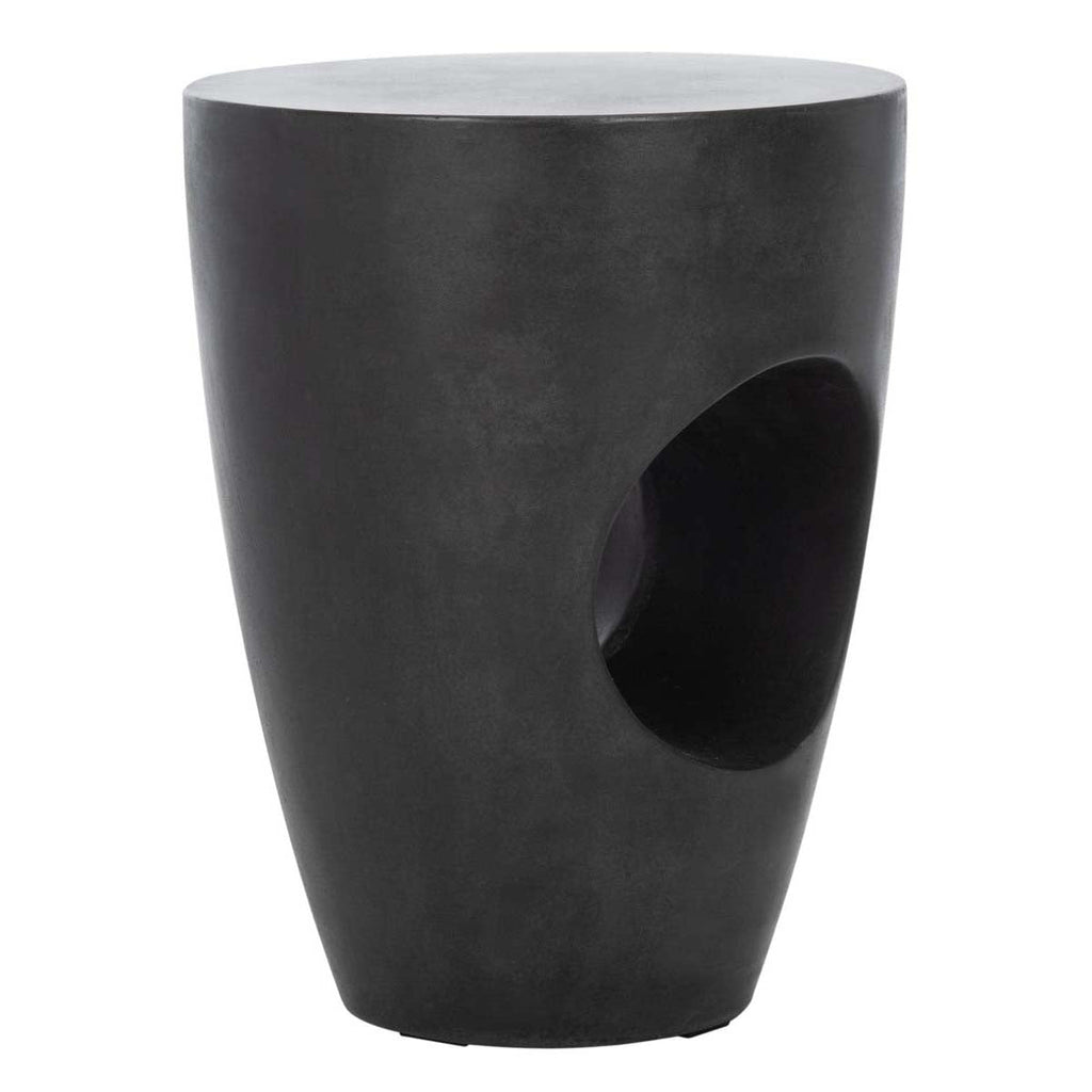 Safavieh Aishi Indoor/Outdoor Modern Concrete Round 17.7-Inch H Accent Table - Black