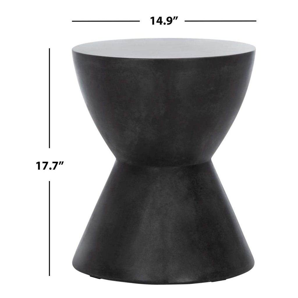 Safavieh Athena Indoor/Outdoor Modern Concrete Round 17.7-Inch H Accent Table - Black