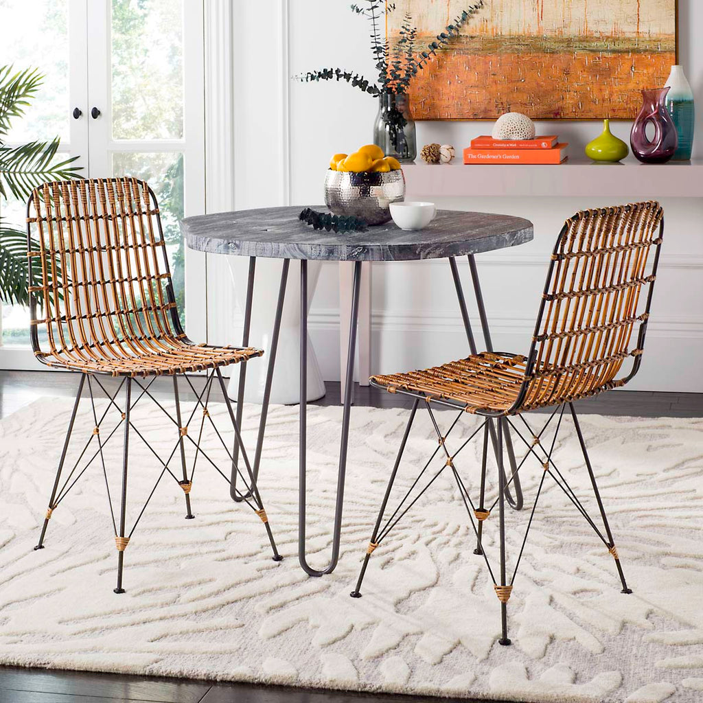 Safavieh Minerva Wicker Dining Chair-Natural/Black (Set of 2)