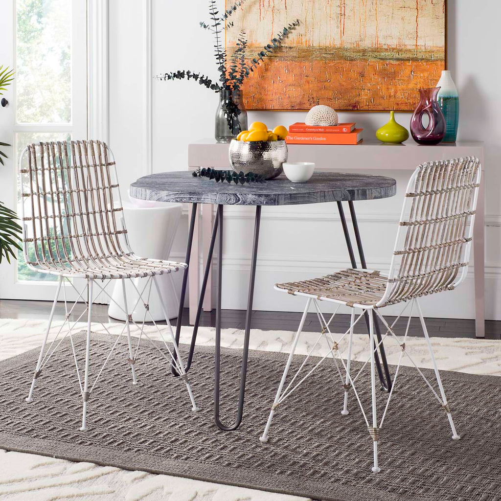 Safavieh Minerva Wicker Dining Chair-White/White (Set of 2)