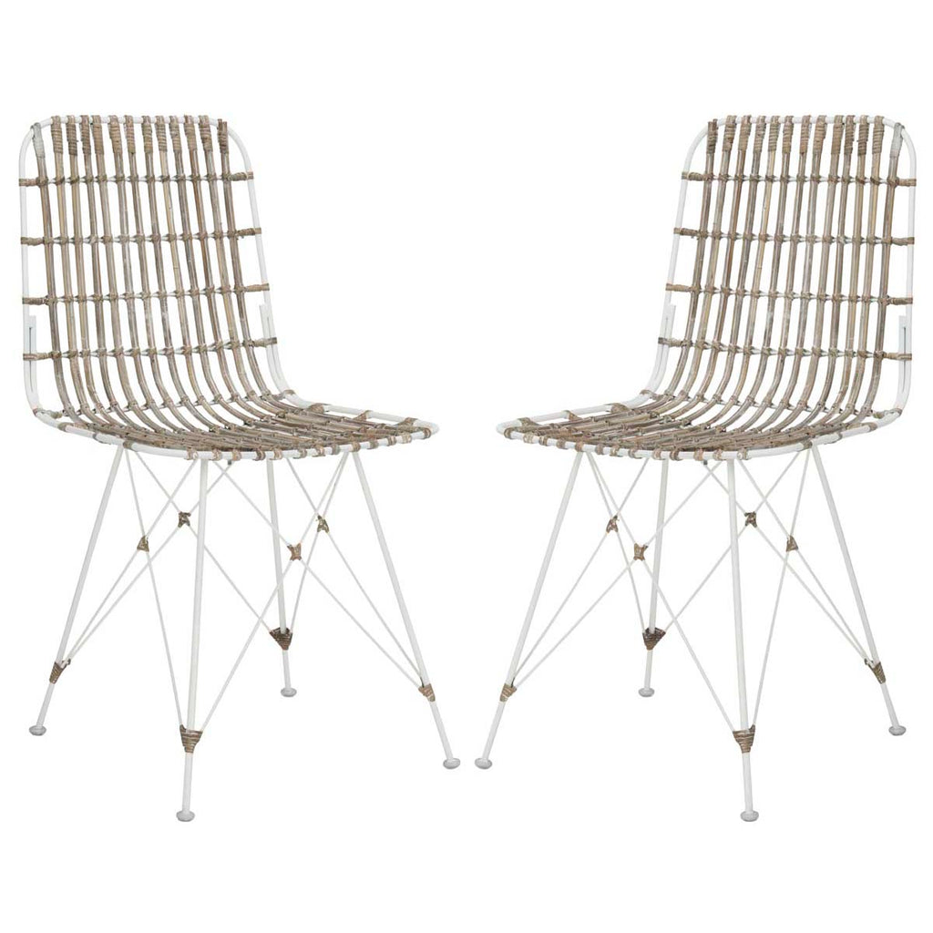 Safavieh Minerva Wicker Dining Chair-White/White (Set of 2)