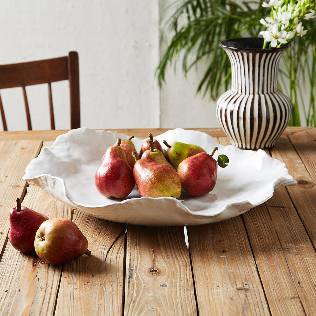 Two's Company Large White Free Form Bowl