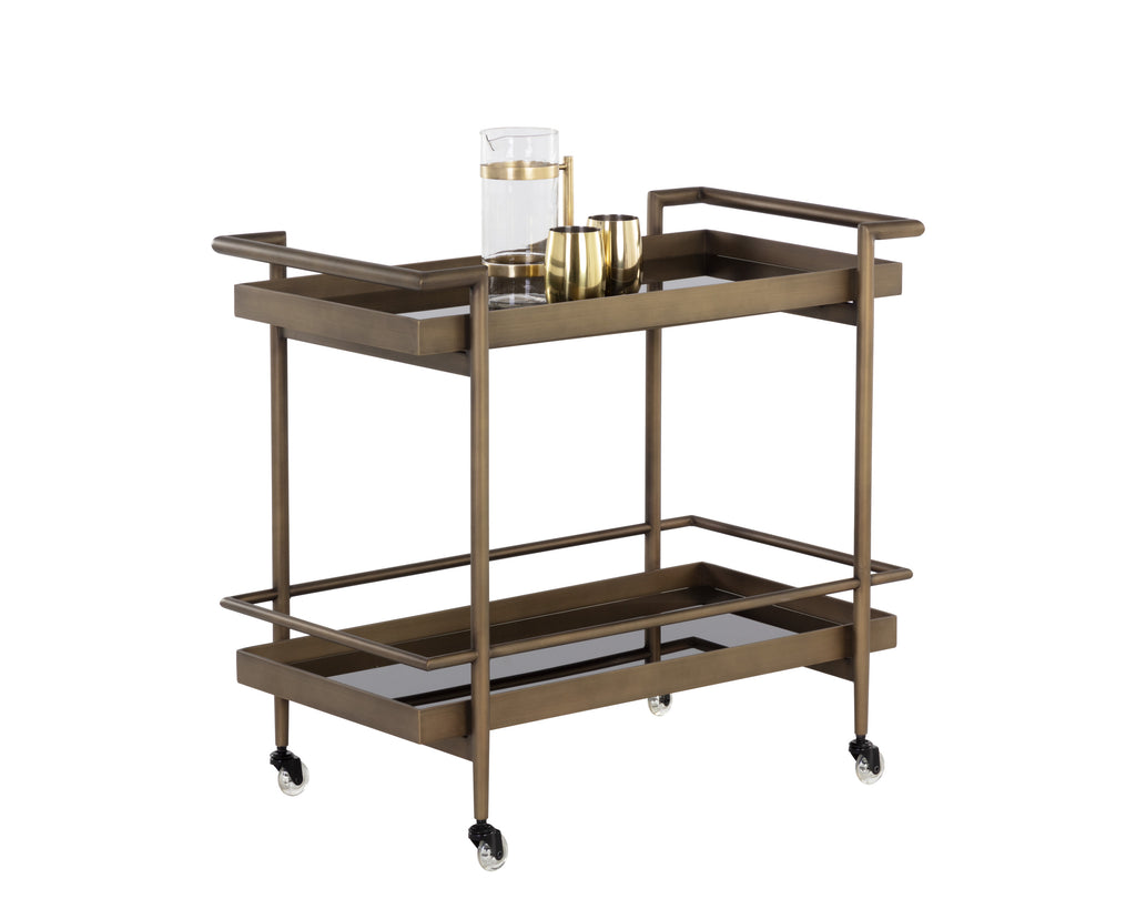 Livingston Bar Cart - Antique Brass | Sunpan Furniture - 109309