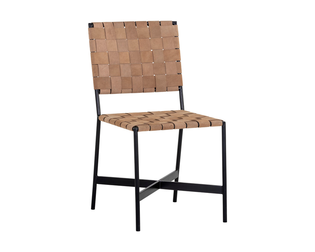 Omari Dining Chair - Suede Light Tan Leather | Sunpan Furniture - 106717