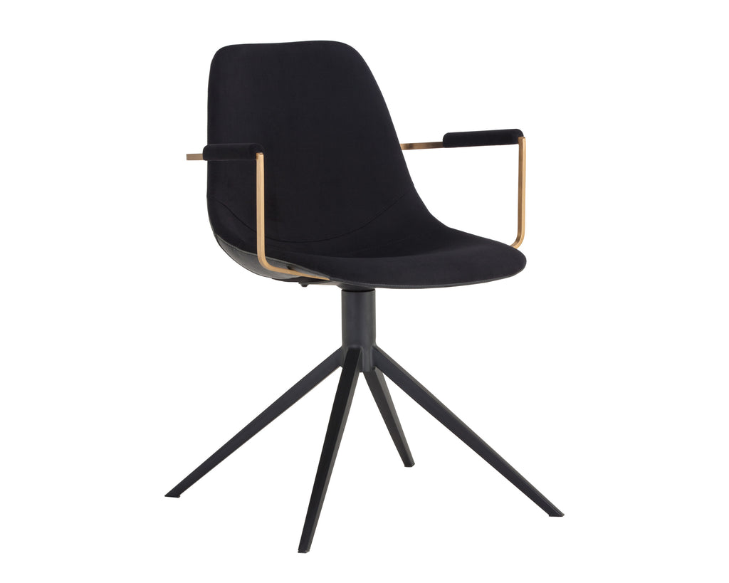 Cassius Swivel Dining Armchair - Abbington Black / Bravo Black | Sunpan Furniture - 105614