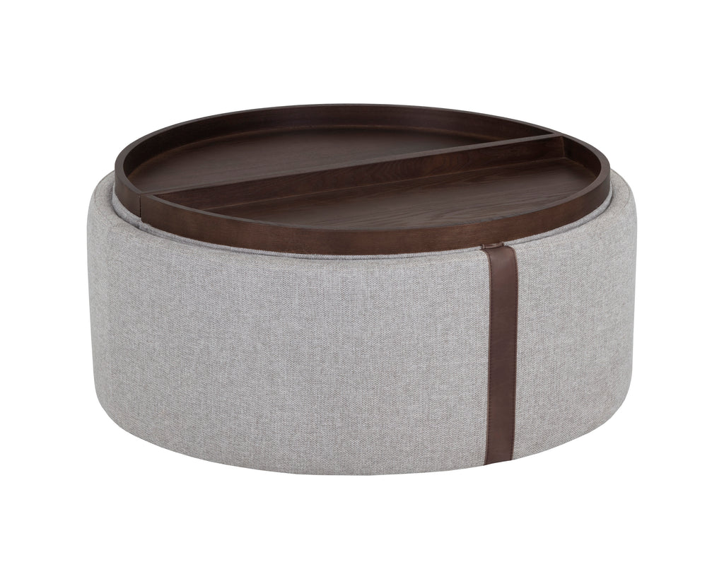 Borelli Wheeled Storage Ottoman - Belfast Heather Grey / Autumn Chestnut | Sunpan Furniture - 