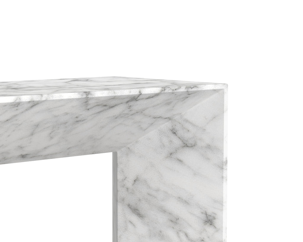 Nomad Bench - Marble Look - White | Sunpan Furniture - 108021