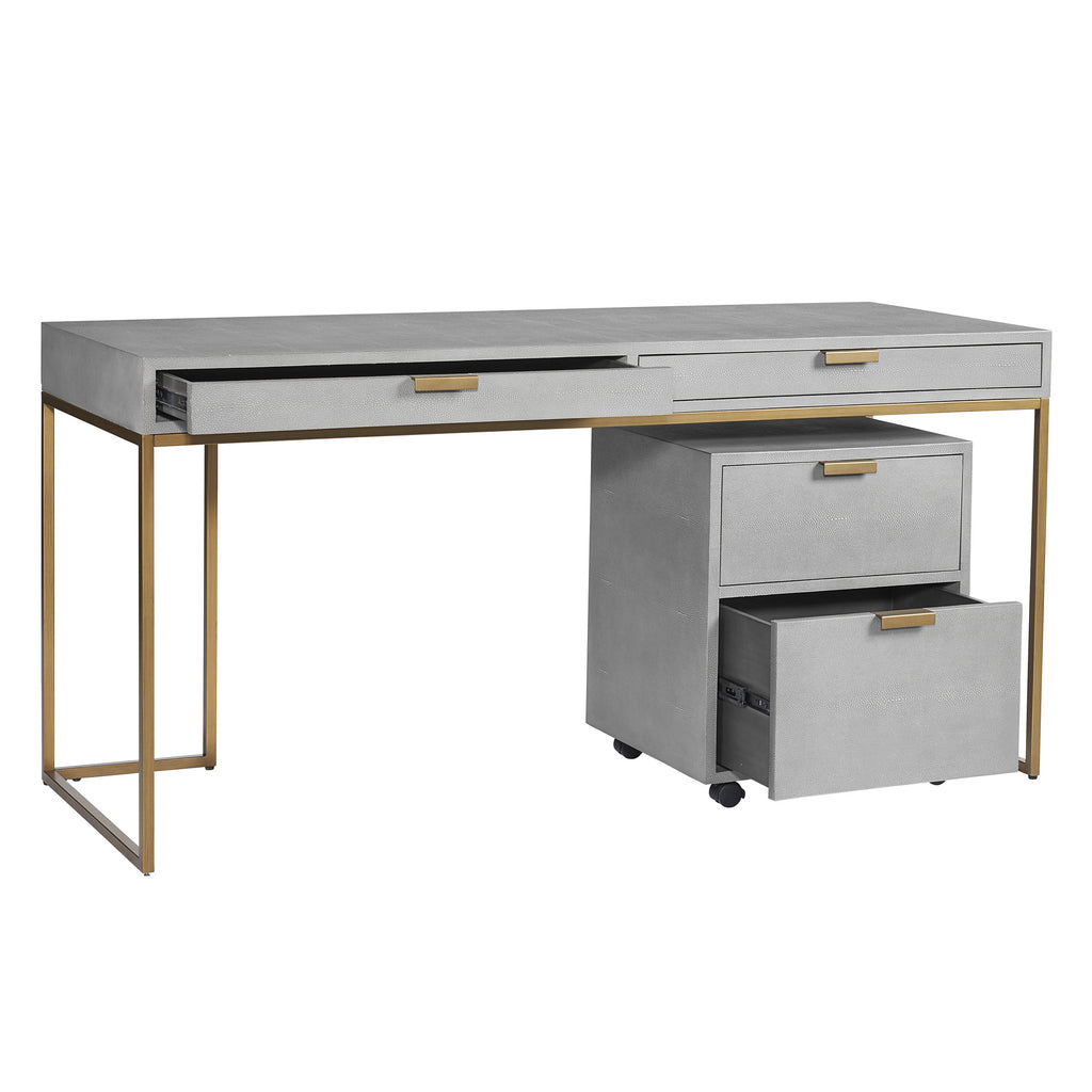 Jiro Desk - Grey Shagreen | Sunpan Furniture - 105443