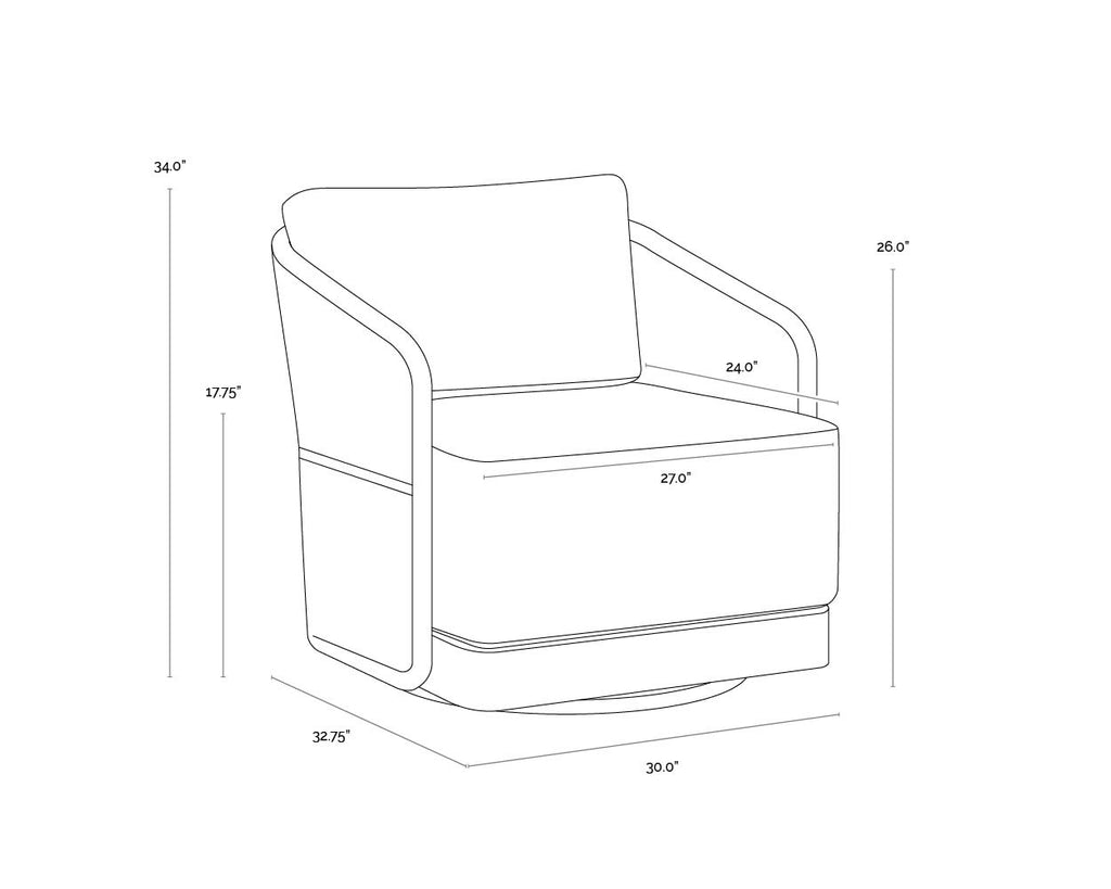 Allariz Swivel Armchair - Greige - Stinson White | Sunpan Furniture - 109650