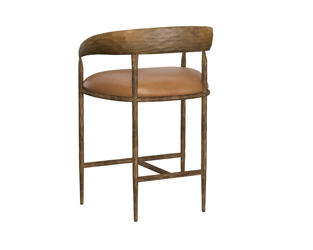 Zanatta Counter Stool - Tan Leather | Sunpan Furniture - 111796