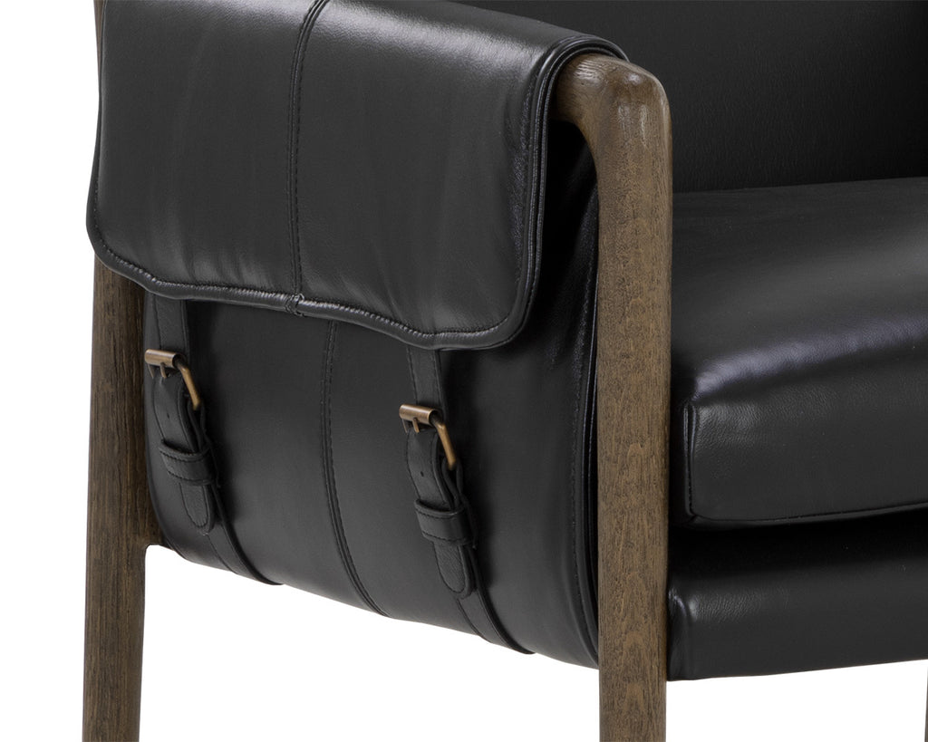 Mauti Dining Armchair - Distressed Brown - Cortina Black Leather | Sunpan Furniture - 111656