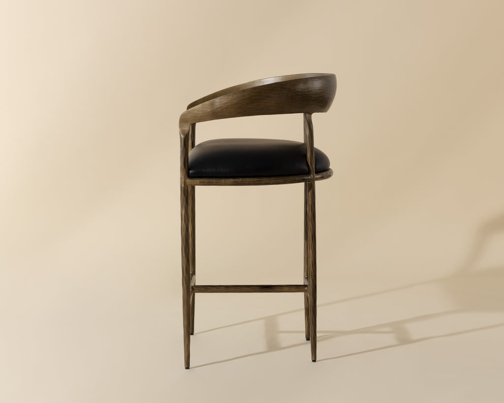 Zanatta Counter Stool - Charcoal Black Leather | Sunpan Furniture - 111000