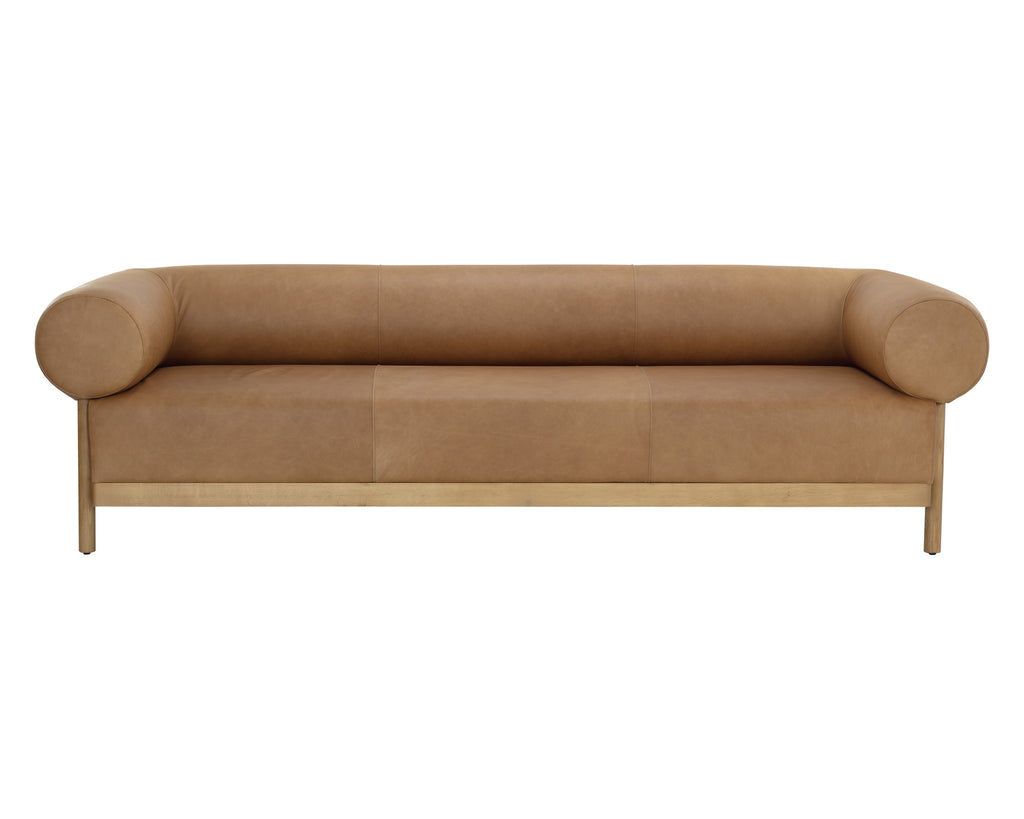 Bromley Sofa - Rustic Oak - Ludlow Sesame Leather | Sunpan Furniture - 111589