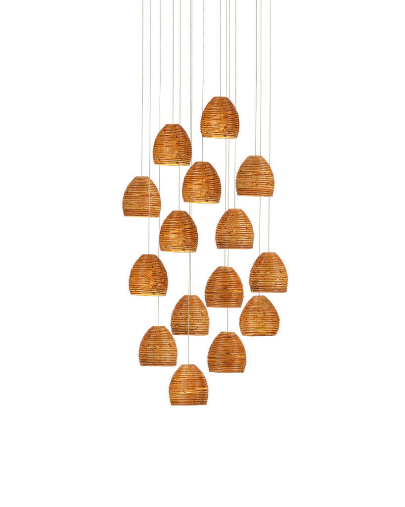 Currey & Co Beehive 15-Light Round Multi-Drop Pendant | 9000-1001