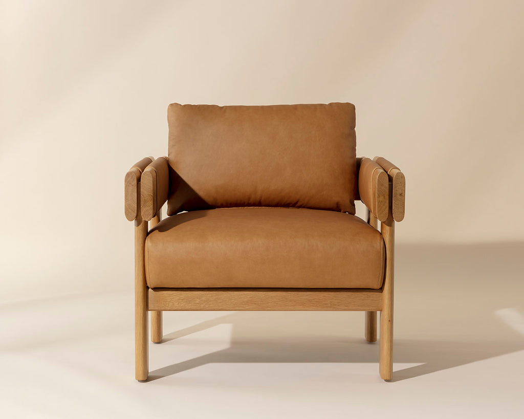 Carmichael Lounge Chair - Ludlow Sesame Leather | Sunpan Furniture - 111650