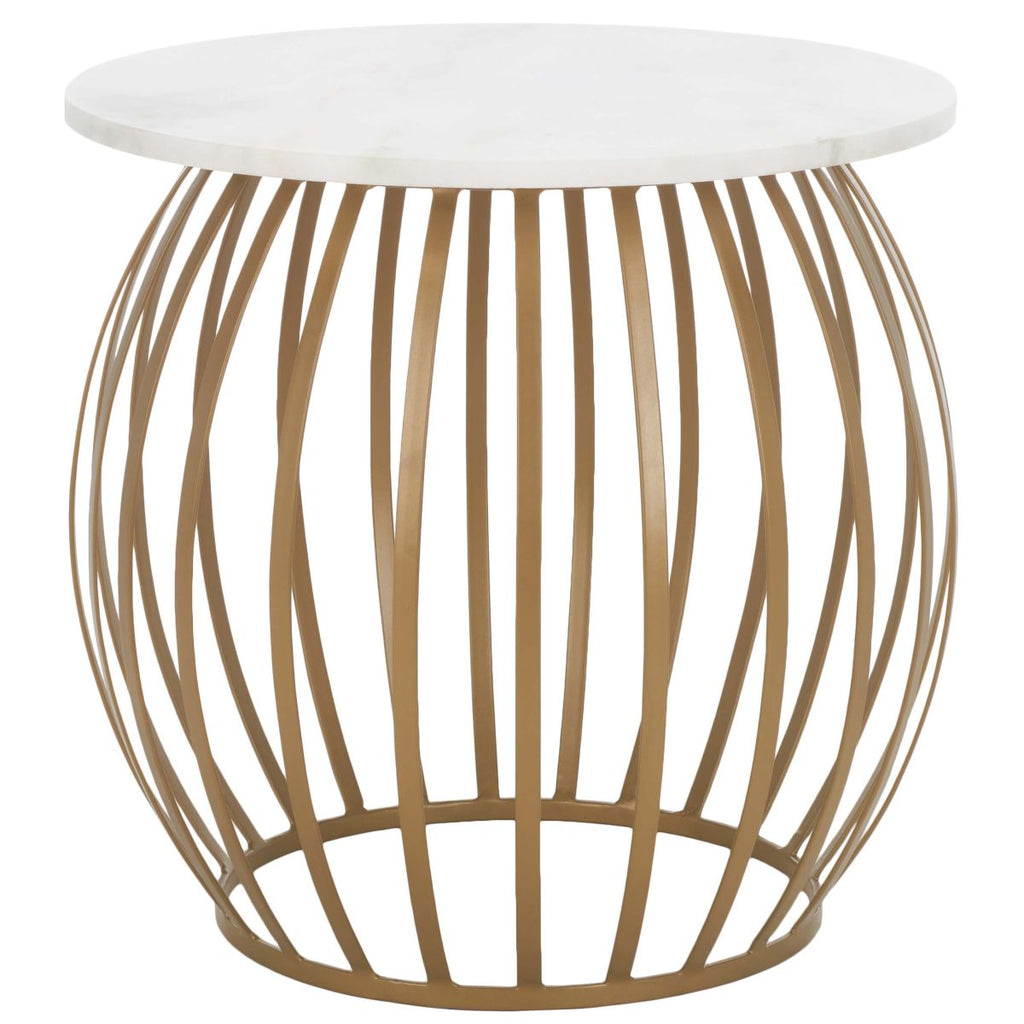 Safavieh Explorer Round Accent Table, White Marble / Gold