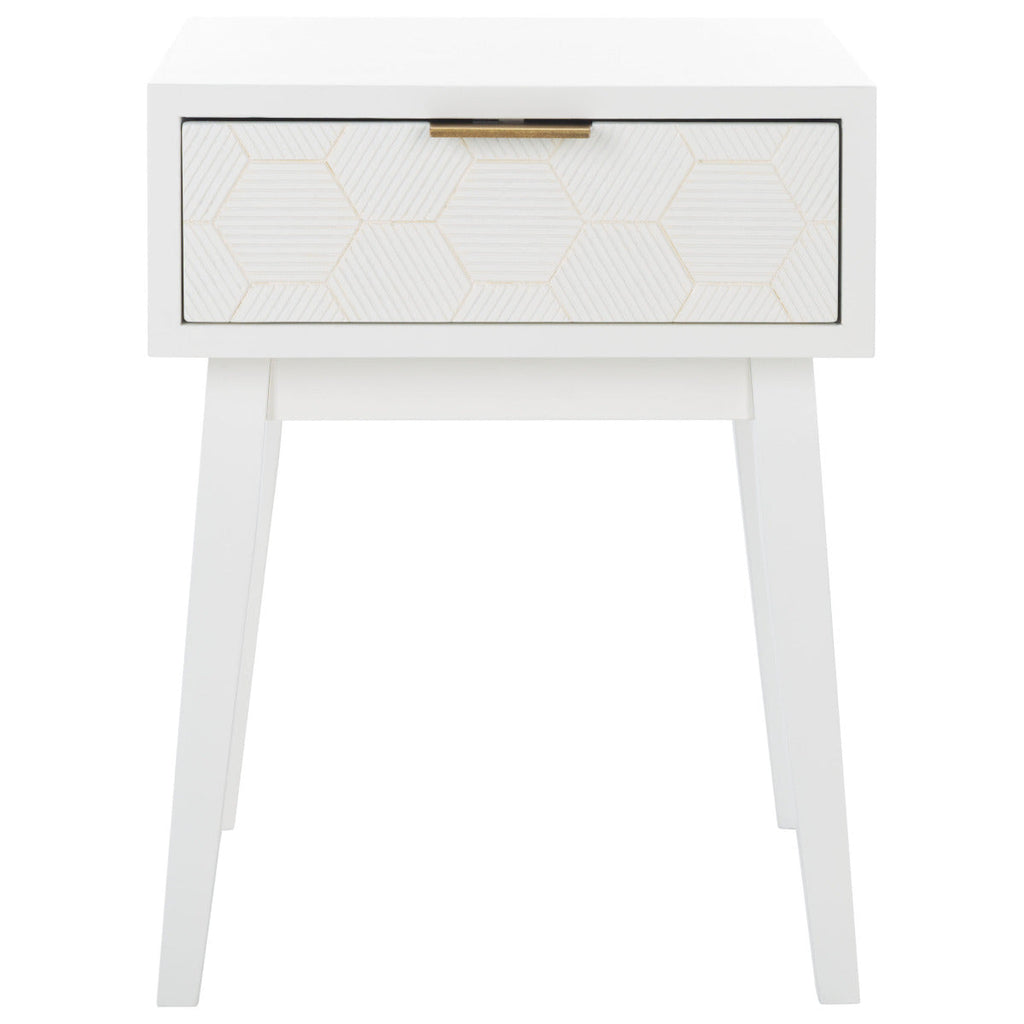 Safavieh Keya 1 Drawer Hexagon Accent Table - White