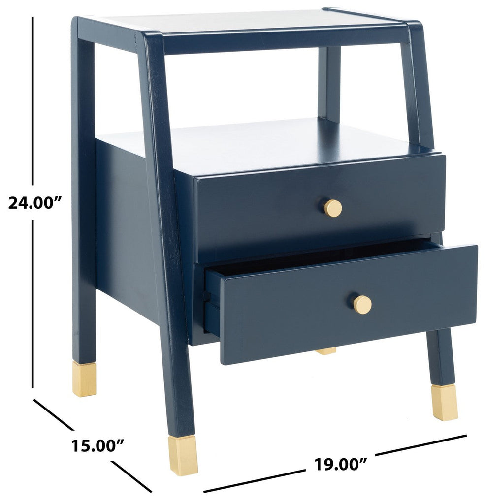 Safavieh Cove 2 Drawer 1 Shelf Accent Table - Navy / Gold