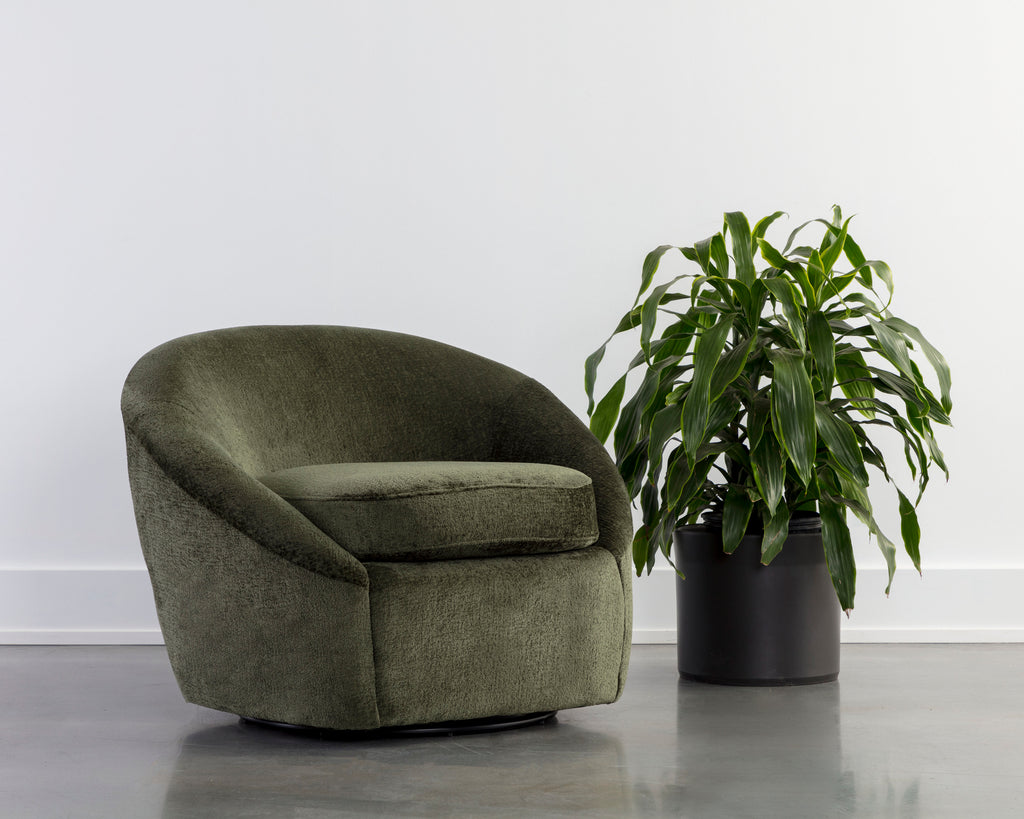 Bliss Swivel Lounge Chair - Bergen Olive | Sunpan Furniture - 111410