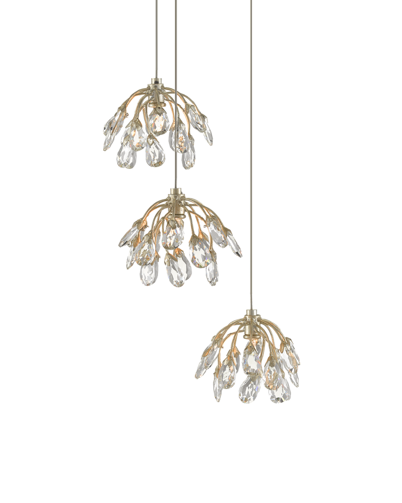 Currey & Co Crystal Bud 3-Light Round Multi-Drop Pendant | 9000-0668