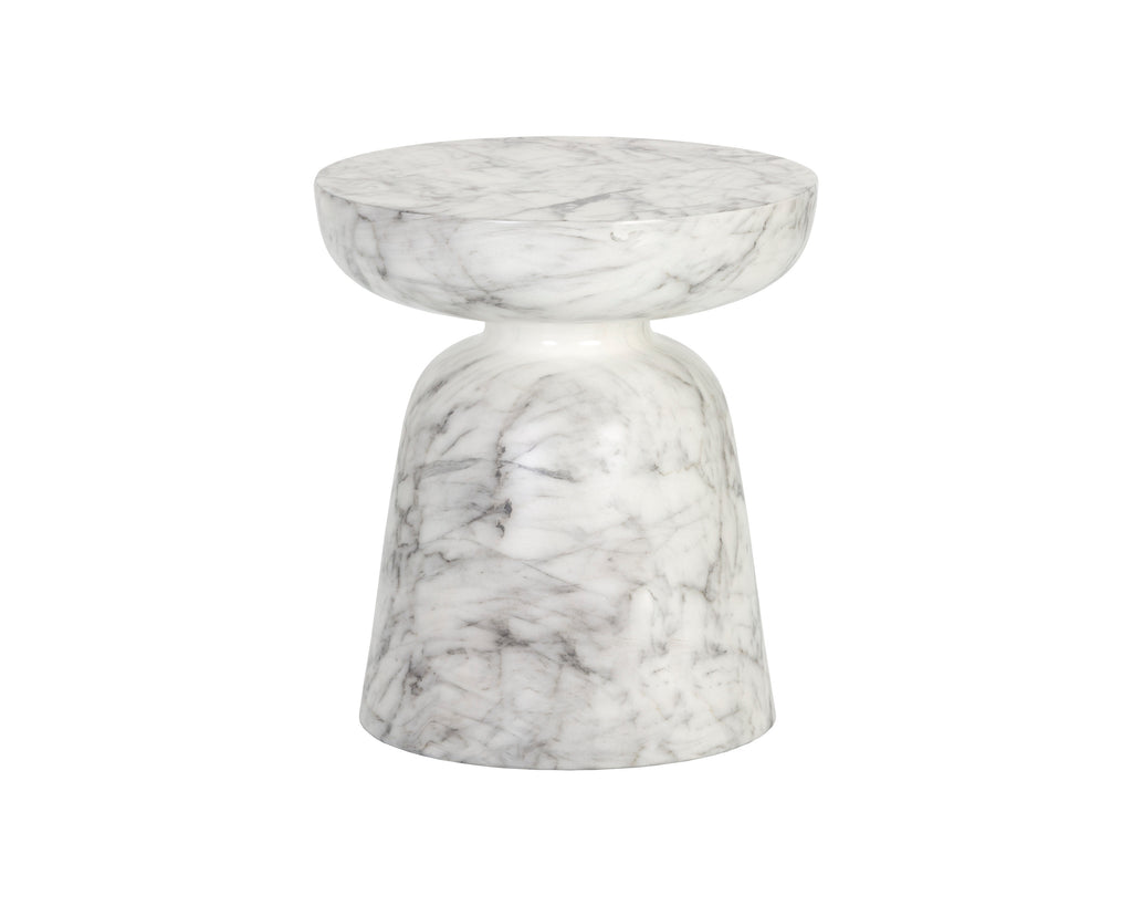 Lucida End Table - Marble Look - White | Sunpan Furniture - 106283