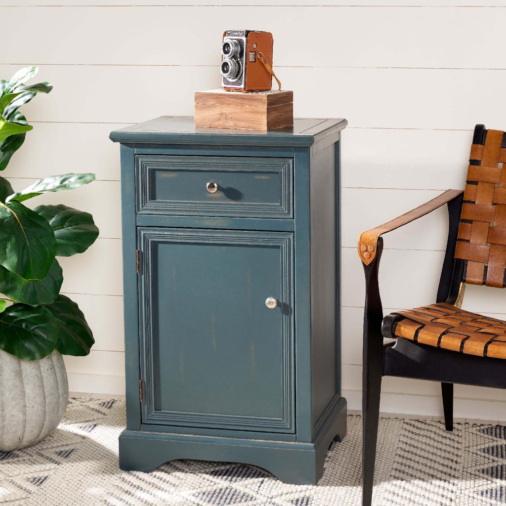 Safavieh Jarome Nightstand With Storage Drawer And Cabinet - Dark Teal