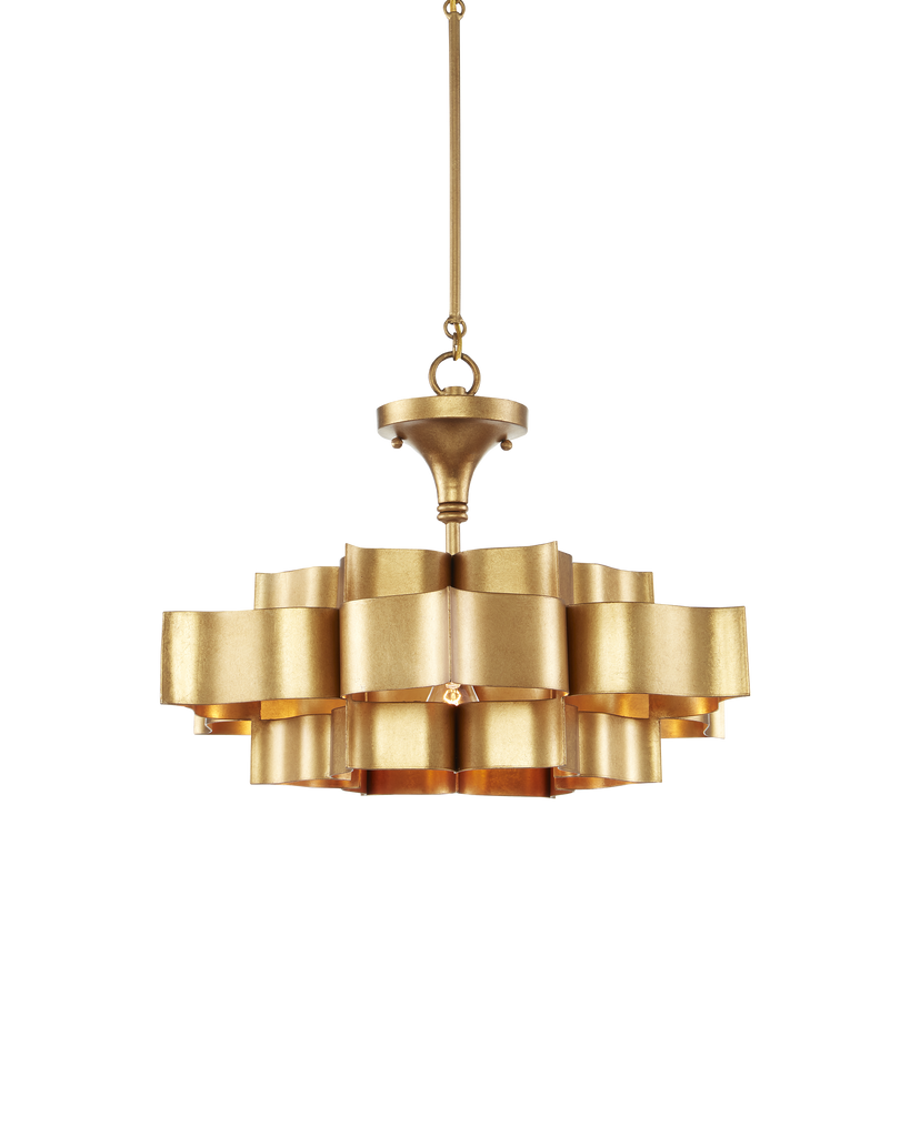 Currey & Co Grand Lotus Small Gold Chandelier | 9944