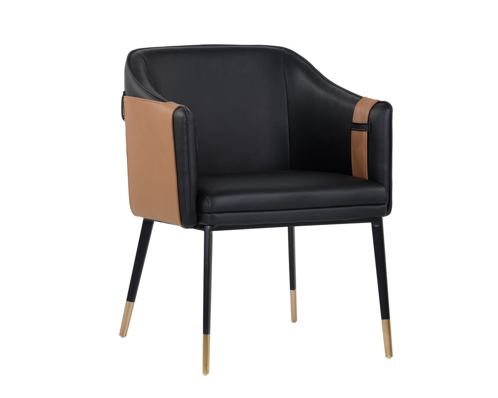 Carter Dining Armchair - Napa Black / Napa Cognac | Sunpan Furniture - 103788